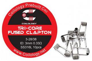 Předmotané spirálky Coilology Tri-Core Fused Clapton SS316L 0,33ohm - 10ks