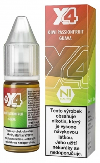 X4 Bar Juice Salt Kiwi Passionfruit Guava (Kiwi, marakuja a guava) 10ml Obsah nikotinu: 10mg