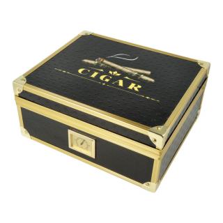 Humidor na doutníky Cigars Black/Gold 25D, 26x22x11,5cm