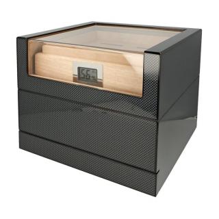 Humidor na doutníky Glass Top Carbon, 27x26x24cm