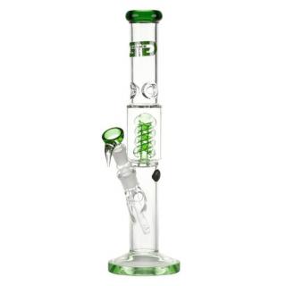 Skleněný bong s perkolací Grace Glass Green Cane, 38cm