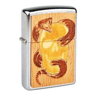 Zapalovač Zippo Woodchuck Skull &amp; Snake, patinovaný