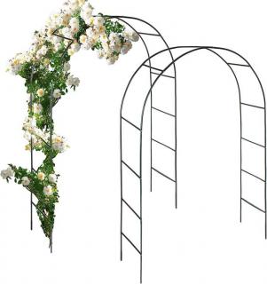 2x kovový zahradní oblouk pro růže a popínavé rostliny, k zapíchnutí / zakopání, 240x140 cm