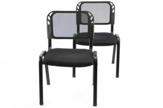 2x stohovatelná konferenční židle s textilním polstrovaným sedákem, černá