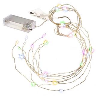 2x světelný barevný drátek s mini led diodami- vánoční osvětlení na baterie, časovač, vnitřní