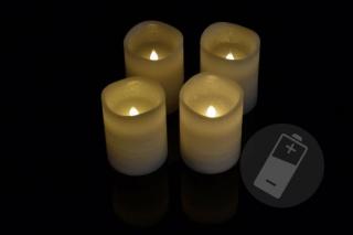 4x elektrická umělá svíčka na baterie bílá, pravý vosk, na dálkové ovládání, výška 10 cm