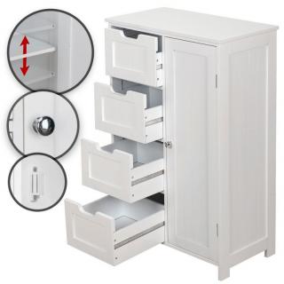 Bílá skříňka komoda do dětského pokoje / ložnice, 1x dveře, 4x zásuvka, 55x30x82 cm