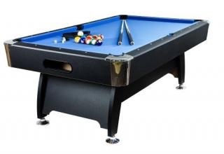 Biliard stůl pool s děrami 8 ft, modrá / černá, vč. vybavení, 150 kg