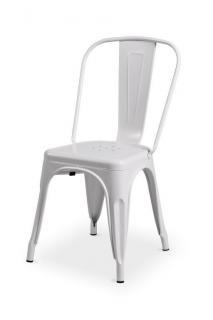 Designová kovová barová židle v industriálním stylu, bílá, stohovatelná, nosnost 120 kg