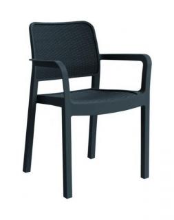 Designová zahradní plastová židle s nízkým opěradlem, antracit