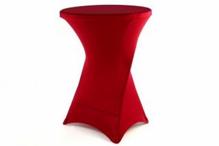 Designový napínací potah na kulatý párty stolek ke stání, červený, 80x80x110 cm