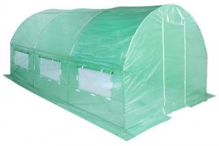 Domácí fóliový skleník tunelový 4,5x3 m, vyztužená plachta, zelený