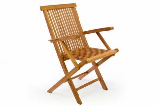 Dřevěná zahradní židle skládací- pevné teakové dřevo, s područkami