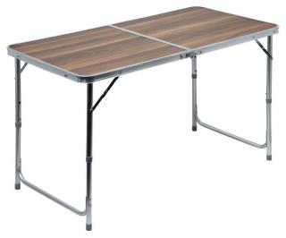 Kempingový skládací stůl pro 4 osoby hliník / umakart, hnědý, 120x60 cm