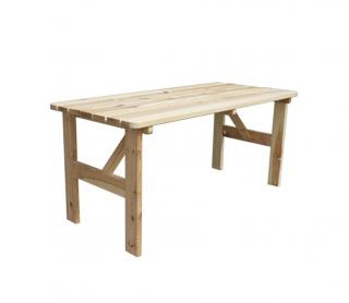 Klasický pevný zahradní stůl obdélníkový, masivní dřevo borovice, 150x70 cm