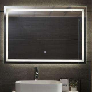 Koupelnové zrcadlo se stmívatelným osvětlením led obdélníkové 100x70 cm