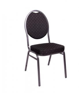 Kovová konfereční židle do sálů a kanceláří, kov + textilní polstrování, černá