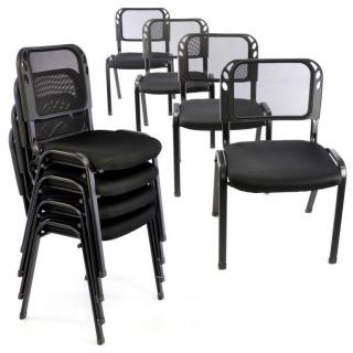 Kovové židle s textilním sedákem- sada 8 kusů, černé