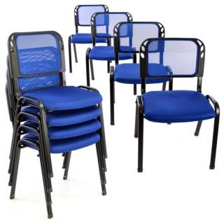 Kovové židle s textilním sedákem- sada 8 kusů, modré