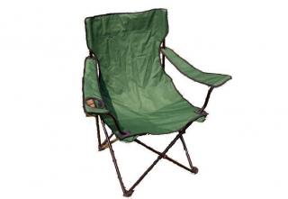 Levná kempingová židle skládací včetně tašky, zelená, s područkami