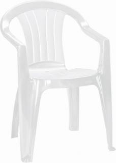 Levná plastová židle na terasu / balkon / zahradu, opěradlo, bílá