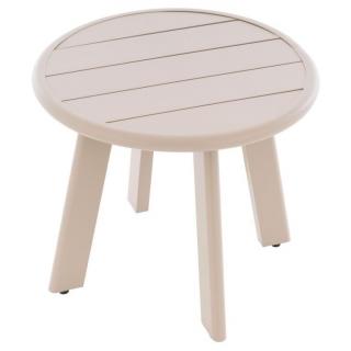 Malý zahradní stolek hliníkový kulatý, odpojitelné nohy, béžový, průměr 52,5 cm