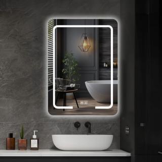 Moderní designové koupelnové zrcadlo s led osvětlením, měnitelná barva, 60x80 cm
