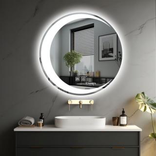 Moderní designové kulaté koupelnové zrcadlo s osvětlením, průměr 70 cm
