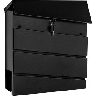Moderní reprezentativní poštovní schránka pro domy a firmy, černá, 37x37x10 cm