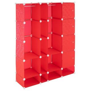 Modulový botník- skříňka s různými možnostmi sestavení, červený, 161x127x37 cm