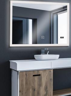 Nástěnné koupelnové zrcadlo s osvětlením a bluetooth reproduktorem 100x60 cm