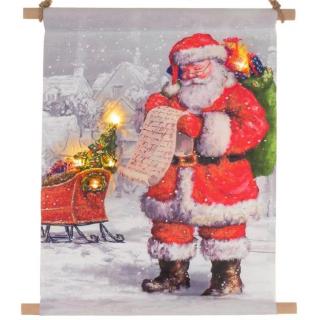 Nástěnný svítící obrázek s vánočním motivem Santa Claus, led diody na baterie, 30x40 cm