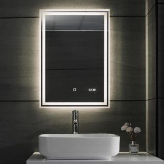 Obdélníkové koupelnové zrcadlo na výšku, nastavitelné led osvětlení, 50x70 cm