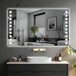Obdélníkové koupelnové zrcadlo s nastavitelnou intenzitou osvětlení 80x60 cm