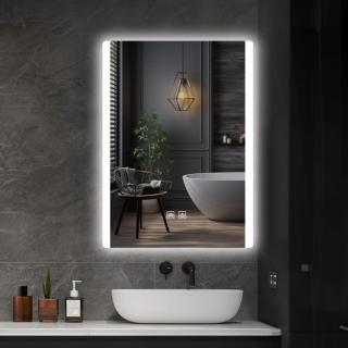 Obdélníkové zrcadlo nástěnné svítící, dotykové ovládání, 70x50 cm