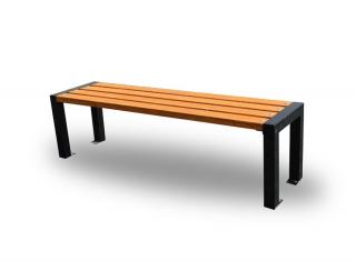 Pevná venkovní lavička bez opěradla do parků a veřejných prostor, ocel / dřevo, 162 cm