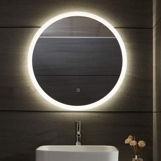 Podsvícené zrcadlo nástěnné kulaté do koupelny, nastavitelná barva světla, 70 cm