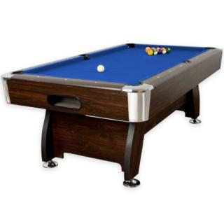 Pool kulečník s děrami billiard 8 ft modrá / hnědý dřevodekor, vč. vybavení, 145 kg