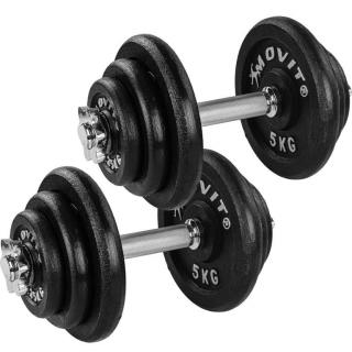 Set kovových činek pro domácí cvičení chrom / černá 2x20 kg