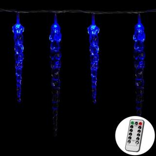 Světelný řetěz z rampouchů na dálkové ovládání venkovní / vnitřní, modrý, 40 ks, 5,5 m