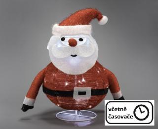 Svítící Santa Claus- postavička před dům / na zahradu / do interiéru, na baterie, časovač, 58 cm