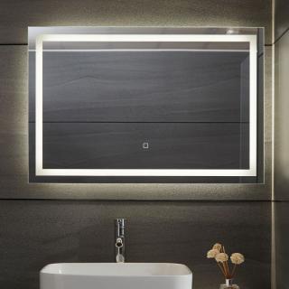 Svítící zrcadlo do koupelny s funkcí odmlžování obdélníkové 90x60 cm