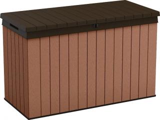 Úložný box venkovní velký s víkem, kompozit evotech dřevoplast, hnědý, 662 L