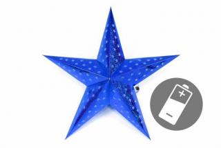 Vánoční hvězda svítící na baterie, vnitřní, papírová, časovač, modrá, průměr 60 cm