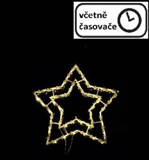 Vánoční osvětlená hvězda do okna, vnitřní, na baterie, 50 LED diod, 40 cm