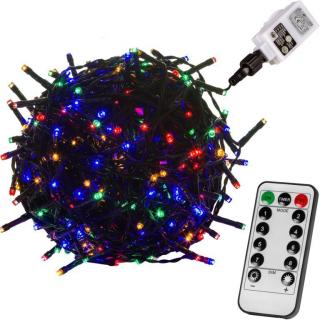 Vánoční řetěz s barevnými LED diodami venkovní + vnitřní, svícení + blikající funkce, DO, 40 m