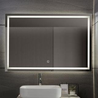 Velké osvětlené koupelnové zrcadlo obdélníkové, stmívatelné, 120x80 cm