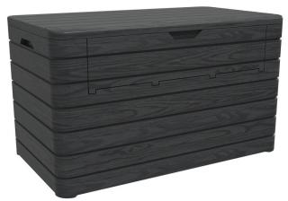 Velký úložný box na zahradu grafitový (tmavě šedý), uzamykatelný, 970 L