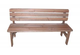 Venkovní lavička pro posezení, masivní dřevo borovice, mořená, 150 cm