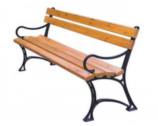 Venkovní lavička s kovovým rámem a dřevěnými deskami, 180 cm